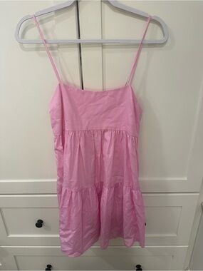 Pink Tiered Spaghetti-Strap Summer Dress
